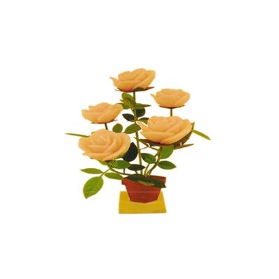 MACETERO METÁLICO "ROSE" CON 5 VELAS ROSA CA-026 ROSA