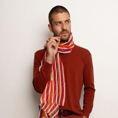 AUGUSTIN roter Schal aus Leinen und Baumwolle