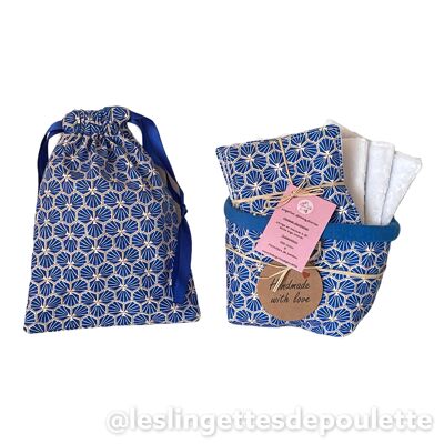 Toallitas desmaquillantes con cesta y estuche - Royal Blue Riad Kit "
