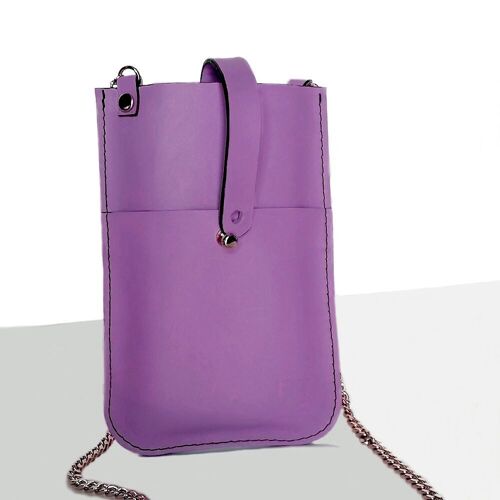 Bolso Mini al hombro de cuero vacuno.  CELL GOLD MAUVE (malva),  Bolso bandolera con cadena dorada.