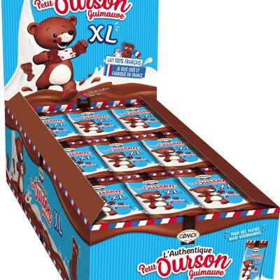 Cémoi - Expositor del Auténtico Malvavisco Osito, Chocolate con Leche, Talla XL - Fabricado en Francia - 27 Piezas Envasadas de 25g