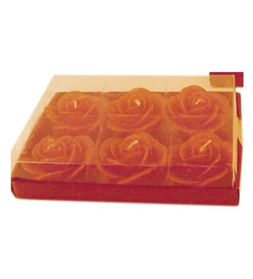 SET OF 6 RED "ROSES" CANDLES IN GIFT PACKAGING DIMENSION: 21x14x4cm (packaging) / 6x3cm (wax) CA-030 RED