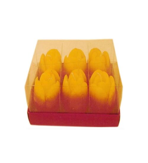 SET OF 6 RED CANDLES "TULIPS" CANDLES IN BOX CA-034 RED