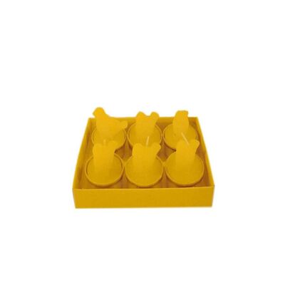 SET OF 6 YELLOW CANDLES "BIRDS" IN A BOX CA-042 YELLOW