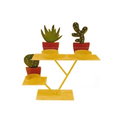 VELA METÁLICA "CACTUS" CON 3 LUGARES PARA VELAS CA-052