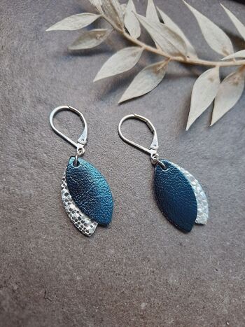 Boucles d'oreilles courtes LES LOULOUS Bleu pétrole 6