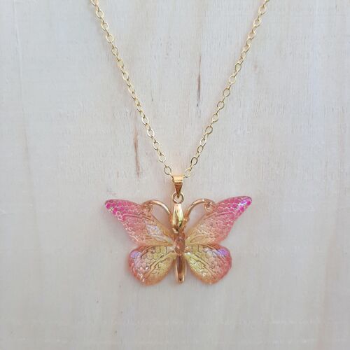 Pendentif Papillon Rose/Ivoire