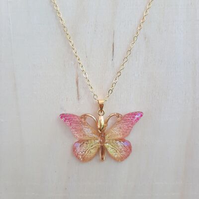 Pink / Ivory Butterfly Pendant