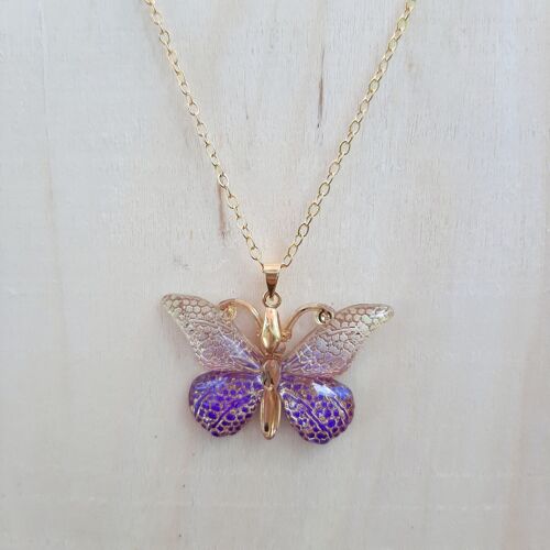 Pendentif Papillon Violet/Ivoire