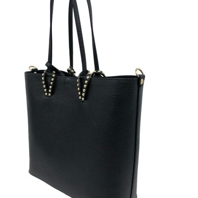ELEGANT, SEMI-STRUCTURED LEATHER HOBO/TOTE BAG WITH LONG COMFORTABLE STUDDED HANDLES - B543 VITTORIA