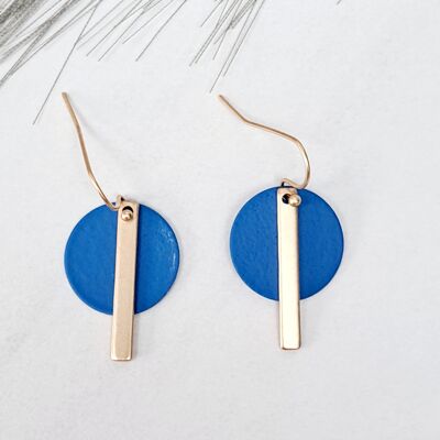 earrings - Fun - matte gold - heavenly blue
