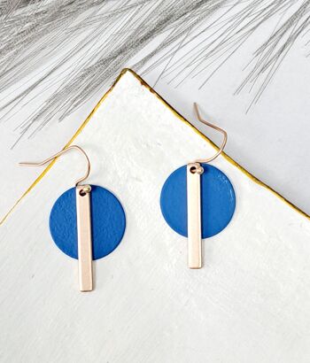 boucles d'oreilles - Fun - or mat - bleu ciel 2