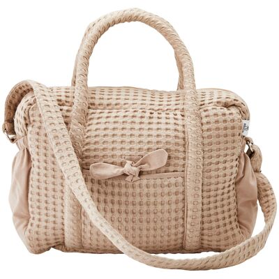 Latte embossed cotton diaper bag