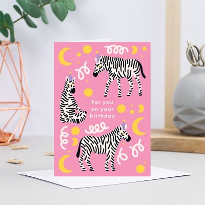 Birthday Zebra Greetings Card