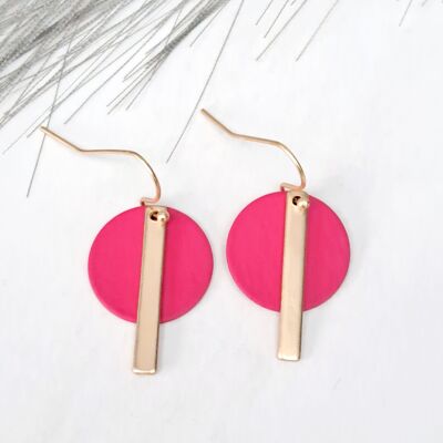 earrings - Fun - matte gold - raspberry