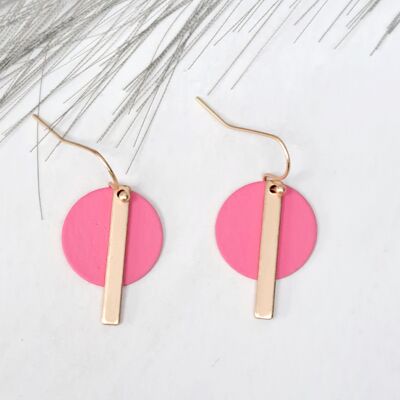 earrings - Fun - matte gold - pink