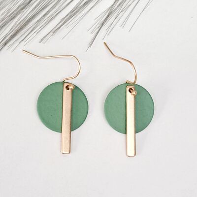 earrings - Fun - matte gold - sea green