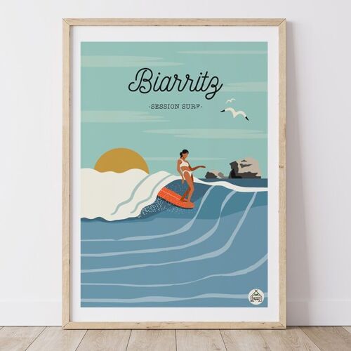 Affiche BIARRITZ - Session Surf