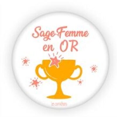 magnet sage-femme en or - cadeau naissance - merci - famille - bébé