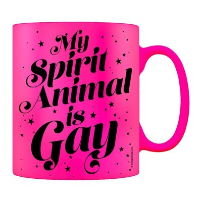 Mi espíritu animal es gay rosa neón Taza