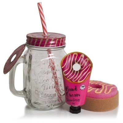 Hand cream, jar & donut box Rose POKHARA