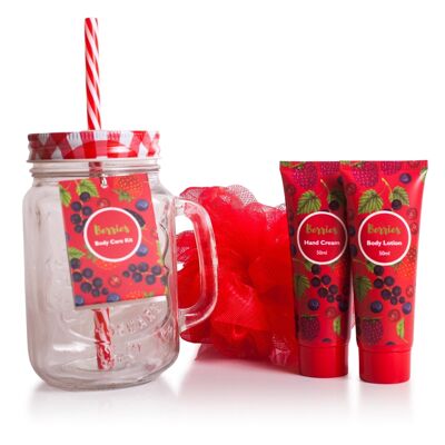 Box of creams, jar & shower flower Red POKHARA