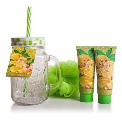 Box of creams, jar & shower flower Green POKHARA