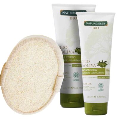 Body care set with NATURAVERDE olive oil