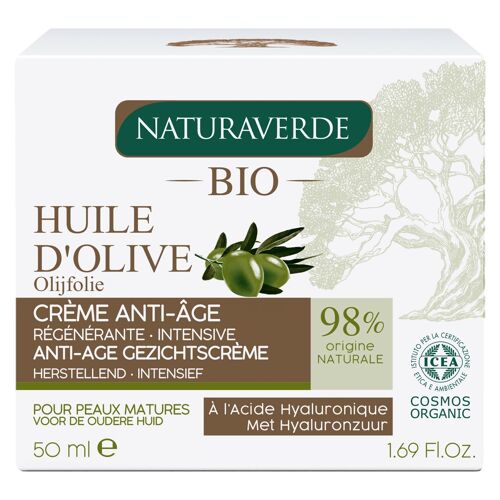Crème visage anti-âge à l'huile d'olive NATURAVERDE - 50ml