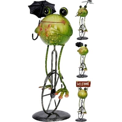 Außendekoration Metallfrosch auf Fahrrad