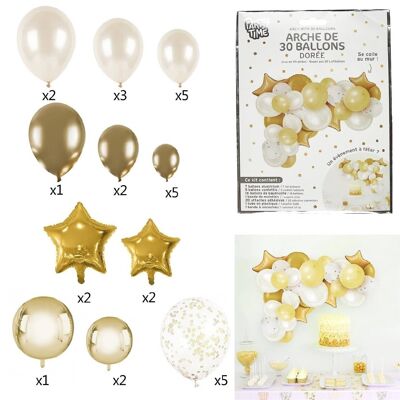 30er Set Deko-Luftballons „Bogen“ 23cm Gold