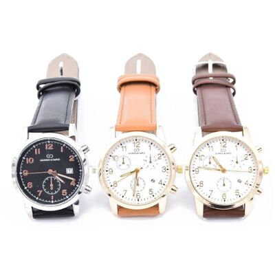 Relojes clásicos para hombre con correa de cuero.