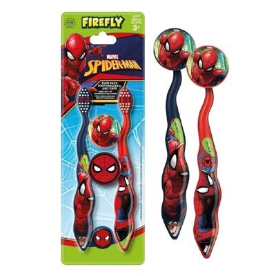 Set mit 2 Spiderman FIREFLY Zahnbürsten und Kappen
