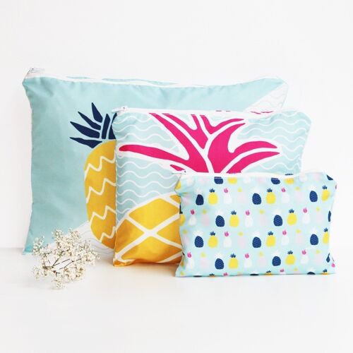 Lot de 3 pochettes ananas