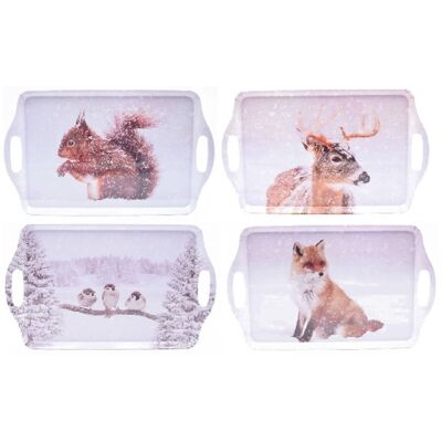 Christmas tray Animals in the snow 38x23cm