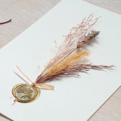 Herbier avec cachet de cire • petite affiche A5 • fleurs & feuillages variés