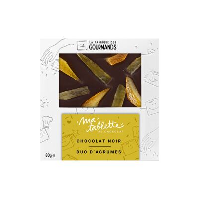 Barra de chocolate negro 80g. - Dúo de cítricos