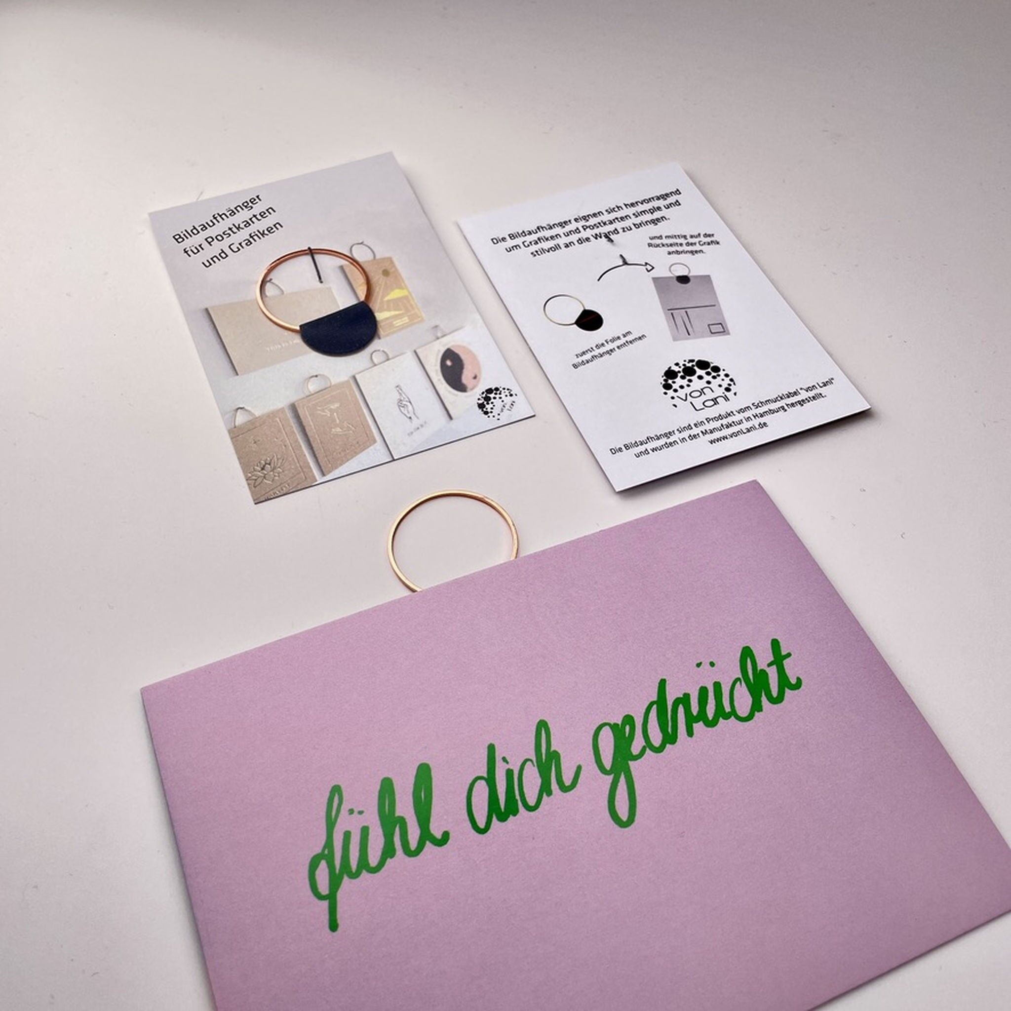 Appendino per quadri piccolo, cerchio 3 cm, oro, nero, oro rosa e argento