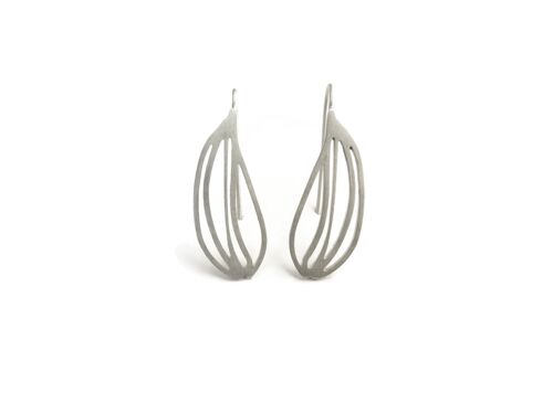 Naturalist Design Dangle Earrings in Matte Silver