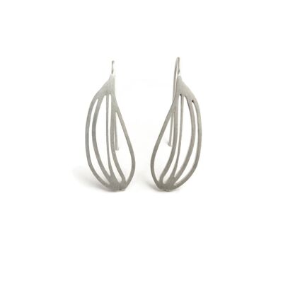 Naturalist Design Dangle Earrings in Matte Silver