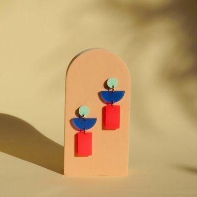 Pendientes Lille con tapones de acero inoxidable en verde azul rojo fuego
