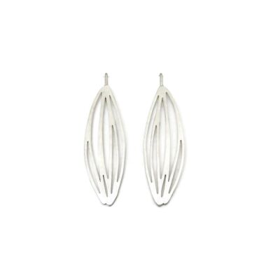Long Silver Dangle Earrings Botanical Inspiration