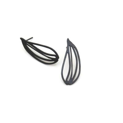 Botanical Stud Earrings in Black Silver