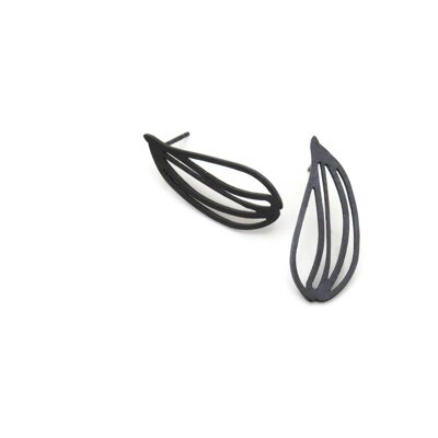 Botanical Stud Earrings in Black Silver