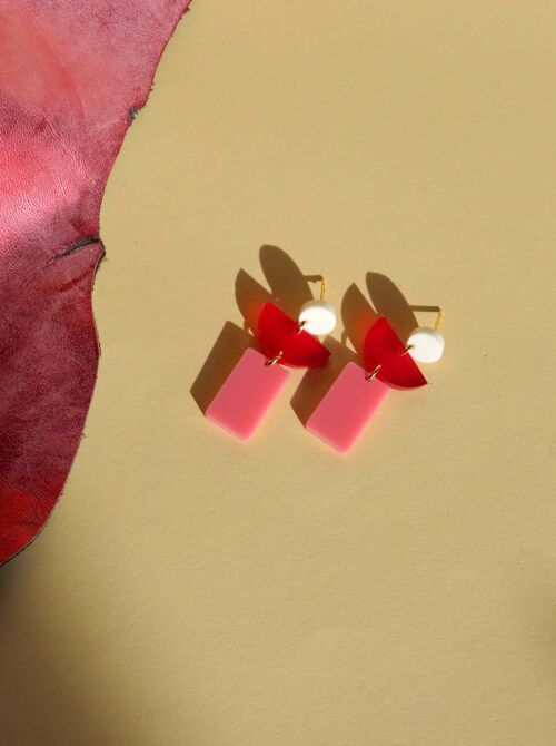 Lille Ohrringe mit Edelstahl Steckern in weiß rot rosa
