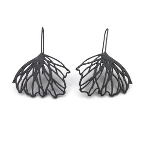 Grandes boucles d’oreilles pendantes en argent oxydé à motif floral