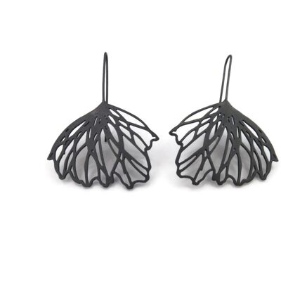 Large Floral Design Oxidized Silver Dangle Earrings