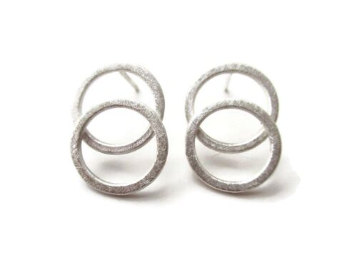 Two Circles Stud Earrings in Matte Silver