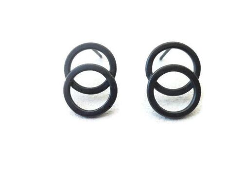 Circles Stud Earrings in Oxidized Silver