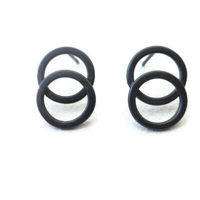 Circles Stud Earrings in Oxidized Silver